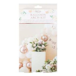 Ballonbue Hvid / Pastel / Rosaguld Med Blomster