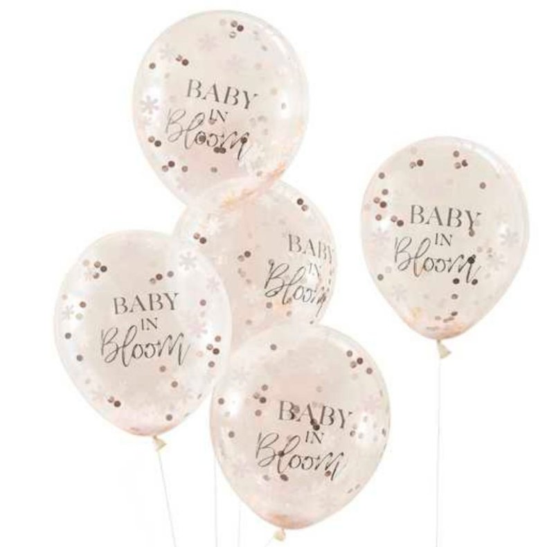 Baby in Bloom / Konfetti Balloner / Ballon Buket 5 Stk