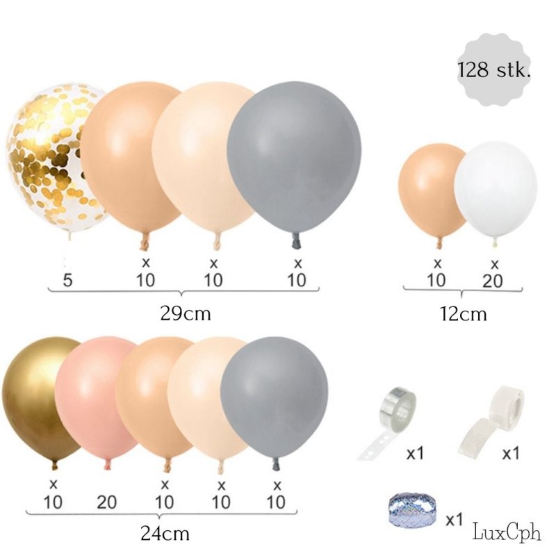 Ballonbue Guld / Pastel / Fersken /  Gr 