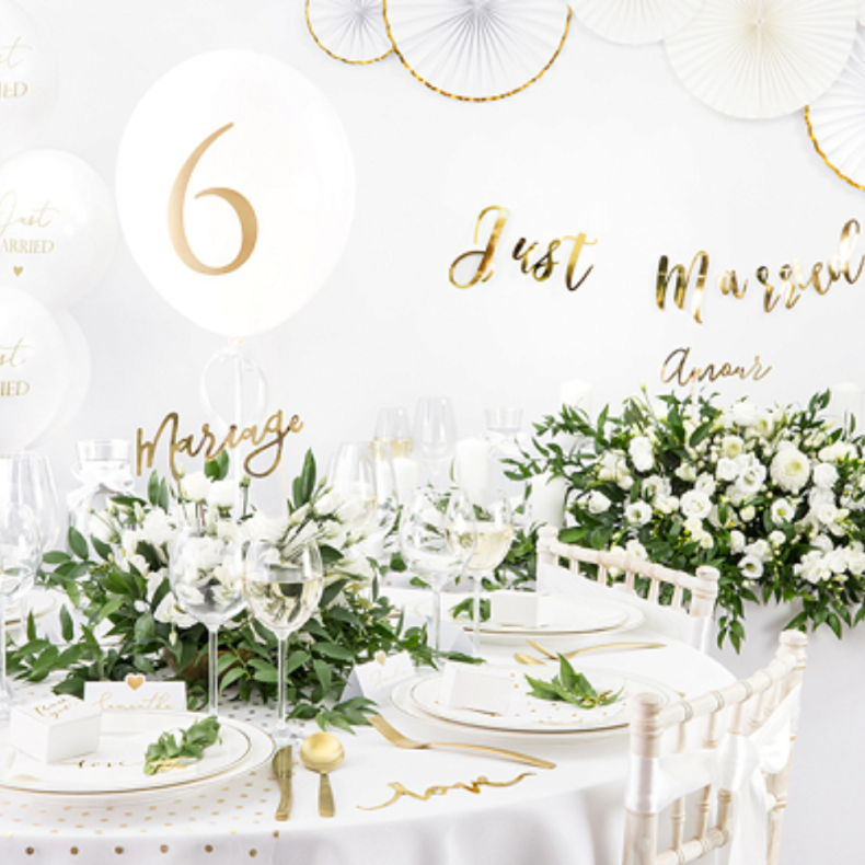 Bordkort Hjerte Hvid Guld 10 x 5 cm 10 Stk