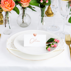 Bordkort Hjerte Hvid Rosaguld 10 x 5 cm 10 Stk