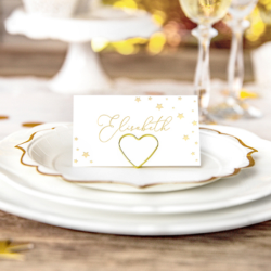 Bordkort Stjerner Hvid Guld 9,5 x 5,5 cm 10 Stk