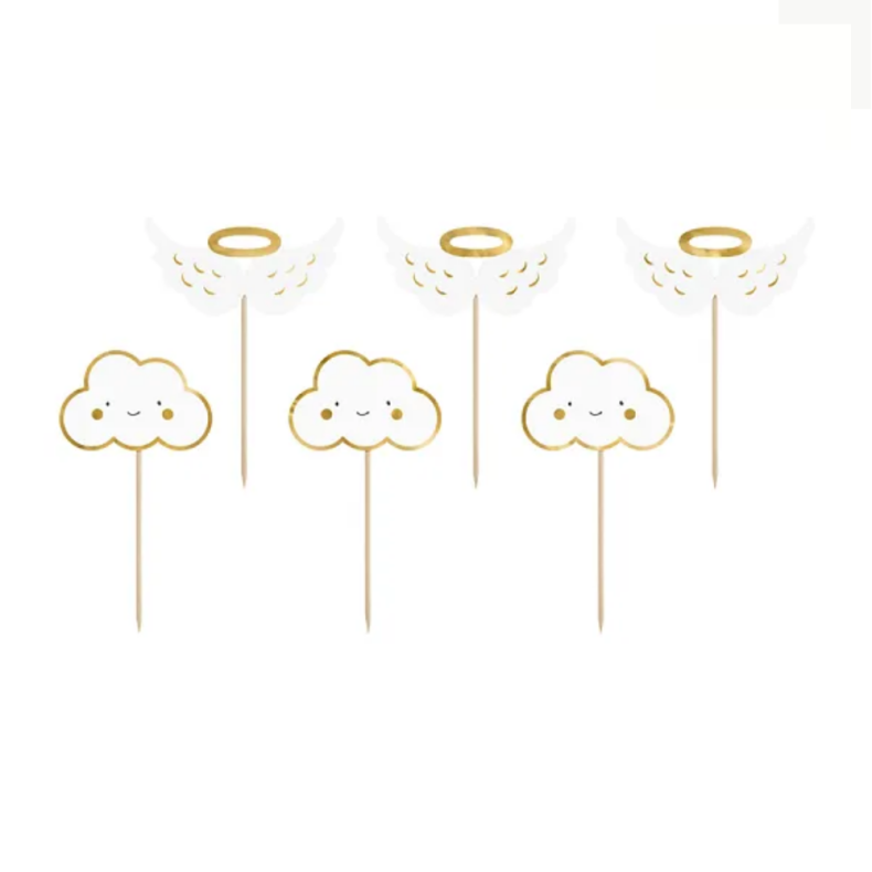 Cupcake Topper Skyer og Vinger 6 Stk