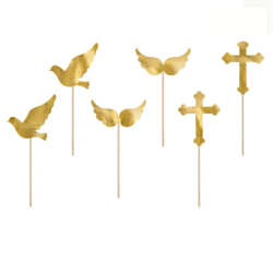 Cupcake Topper Guld Kors Due Vinger 6 Stk