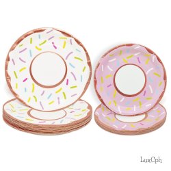 Donut St Paptallerkner Papkrus Servietter Bestik Rosaguld 6 Pers.