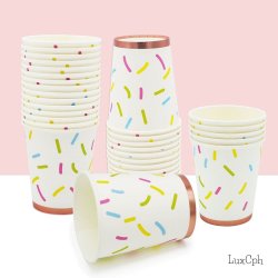 Donut St Paptallerkner Papkrus Servietter Bestik Rosaguld 6 Pers.