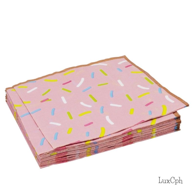 Donut St Paptallerkner Papkrus Servietter Bestik Rosaguld 6 Pers.