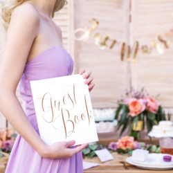 Gstebog Hvid / Rosa Guld 22 Sider