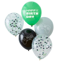 Gamer Controller Konfetti Ballon Buket 5 Stk