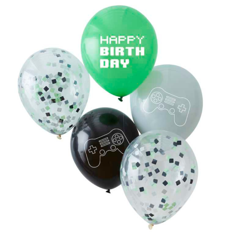 Gamer Controller Konfetti Ballon Buket 5 Stk