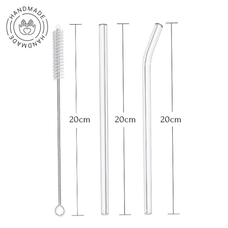 Glassugerr Hndlavet 6 Stk. med Brste 20cm - 0,8 diameter 