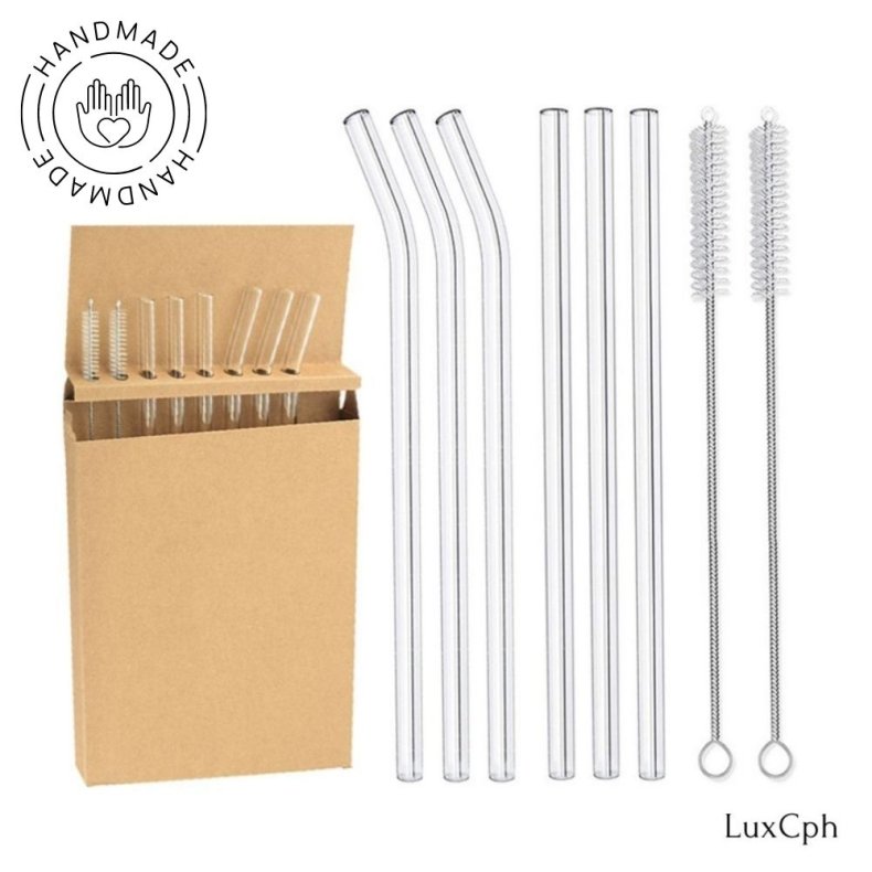 Glassugerr Hndlavet 6 Stk. med Brste 20cm - 0,8 diameter 