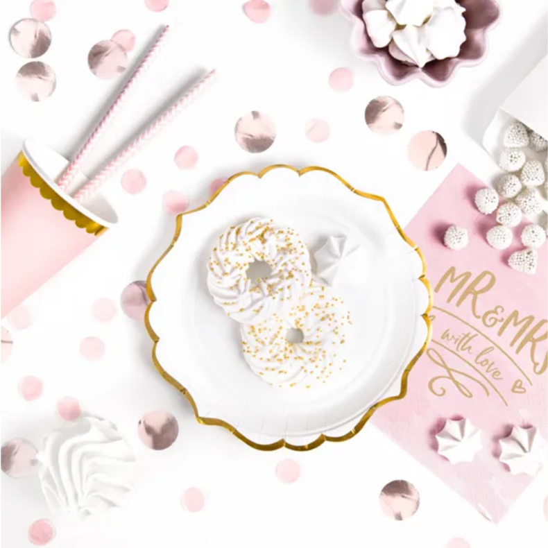 Guldkant Paptallerkener Hvid 6 Stk