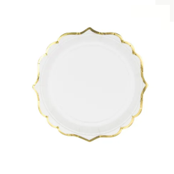 Guldkant Paptallerkener Hvid 6 Stk