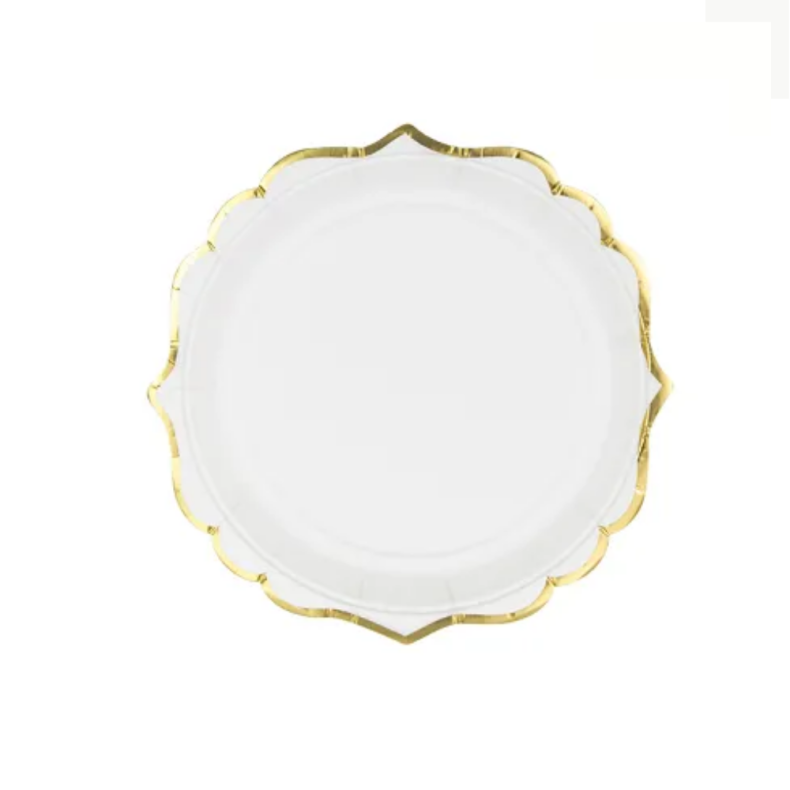 Guldkant Paptallerkener Hvid 6 Stk