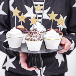 Guldkantet Cupcake Wrappers Hvid 6 stk