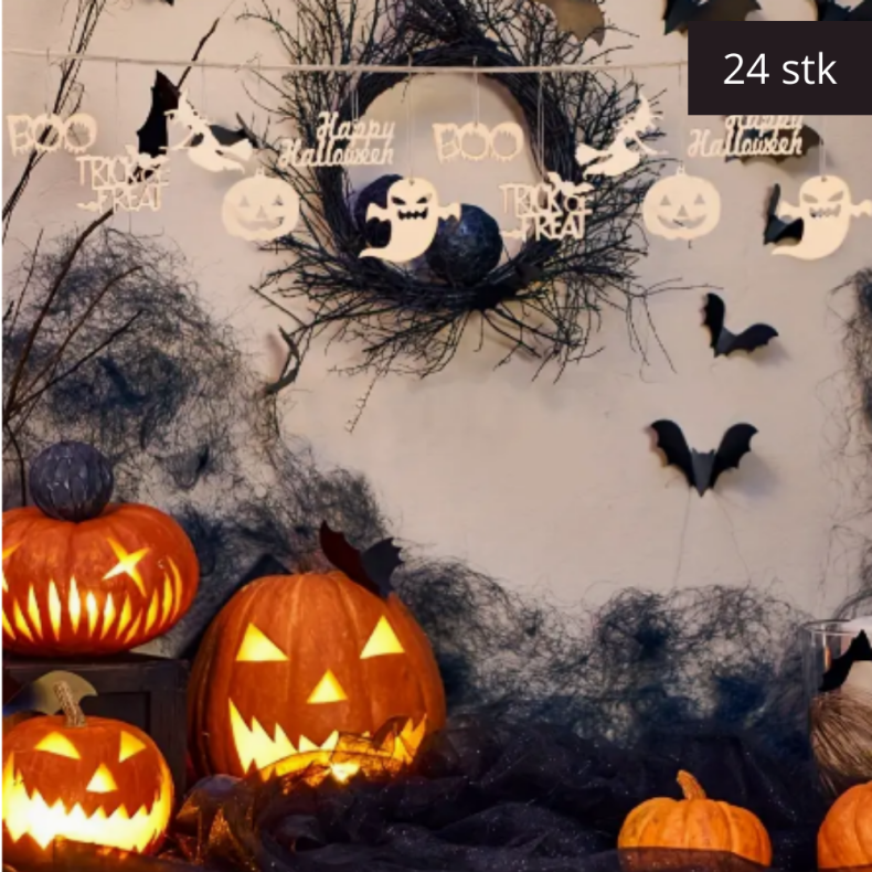 Halloween Tr Pynt 24 Stk  