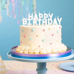 Happy Birthday Kagelys Hvid 