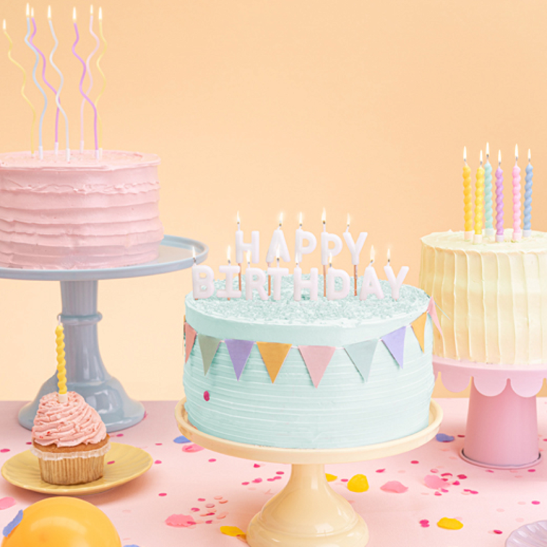 Happy Birthday Kagelys Hvid 