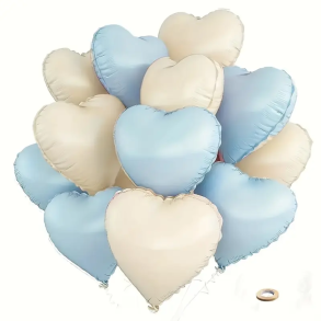 Hjerte Folieballon St  Lysebl/Beige