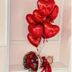 Hjerte Folieballoner S�t R�d 5 stk.