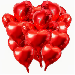 Hjerte Folieballoner S�t R�d 5 stk.