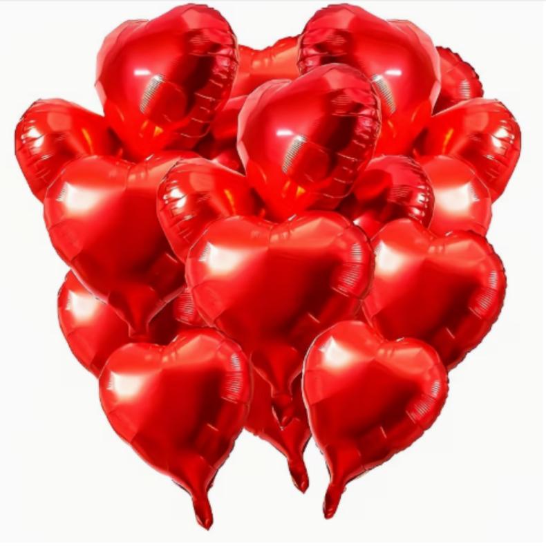 Hjerte Folieballoner S�t R�d 5 stk.