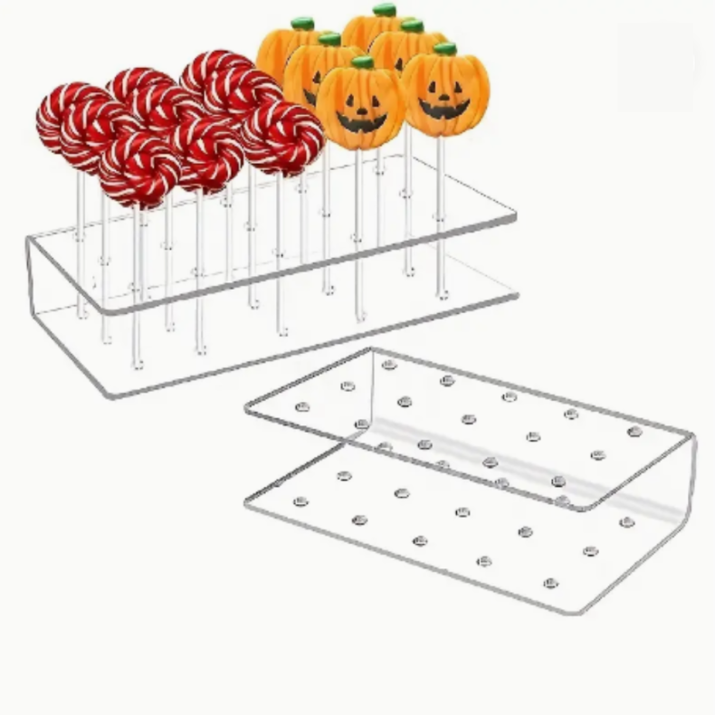 Popcake / Slikkepind Holder Akryl Display Stander 20 Huller - 2 stk