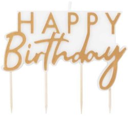 Kagelys Happy Birthday Guld 