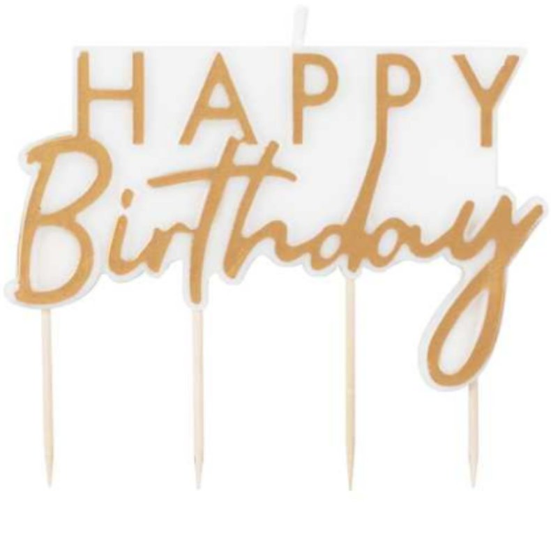 Kagelys Happy Birthday Guld 