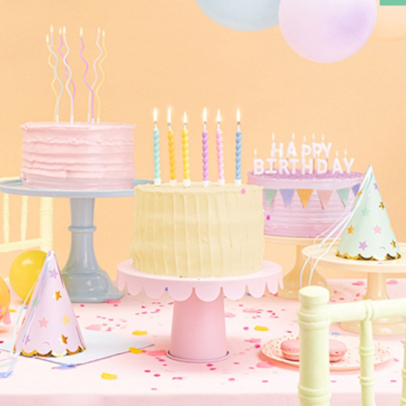 Krllede Fdselsdagslys Pastel Mix Farver 6 Stk 