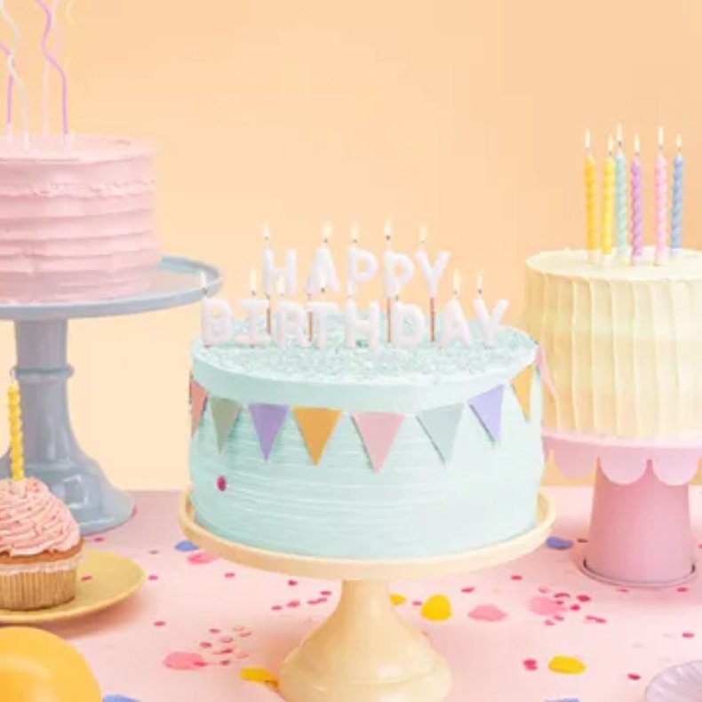 Krllede Fdselsdagslys Pastel Mix Farver 6 Stk 