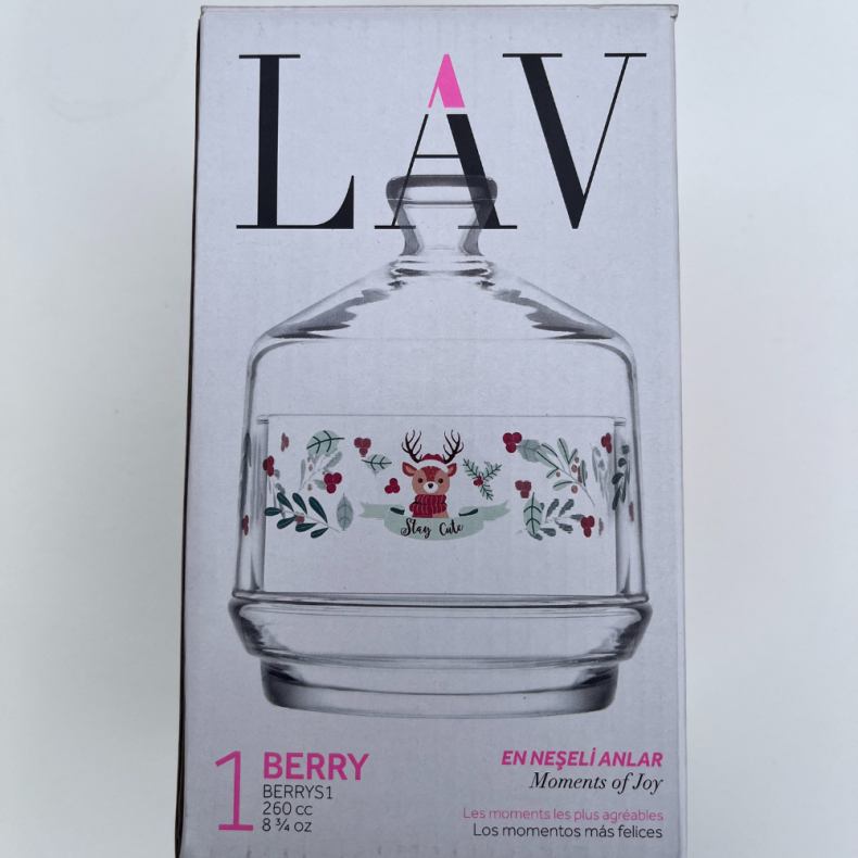 Lav Berry Slik / Chokolade Glas med Rensdyr Motiv 