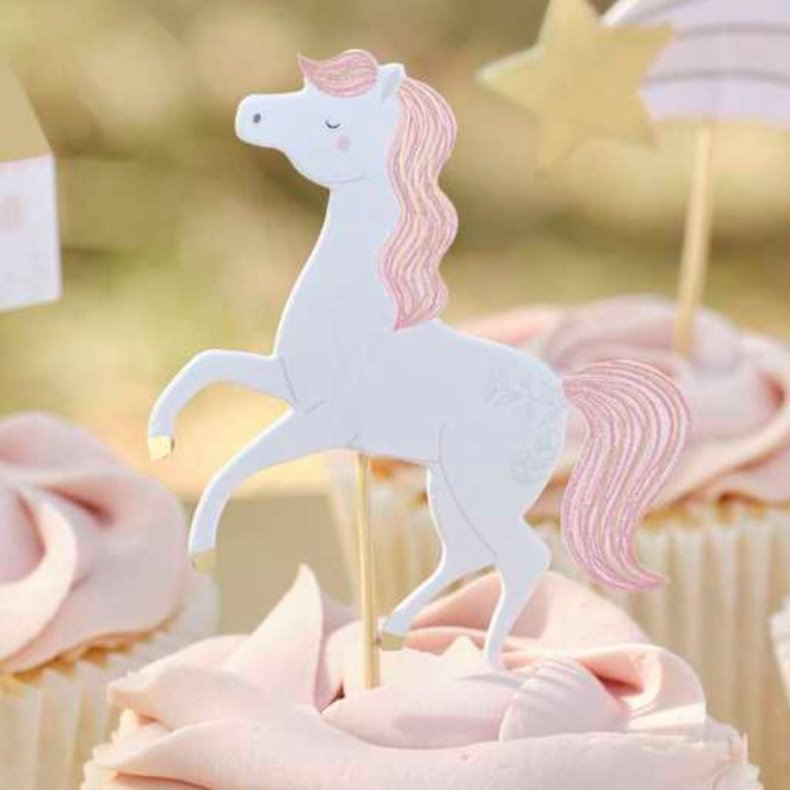 Prinsesse / Enhjrning Cupcake Topper / Kagedekoration 