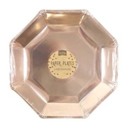 Rosaguld 8 Kantet Paptallerken 8 stk