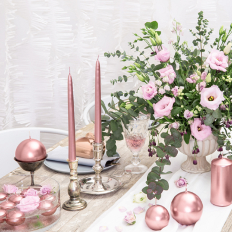 Rosaguld Hje Stearinlys Metallic 10 Stk