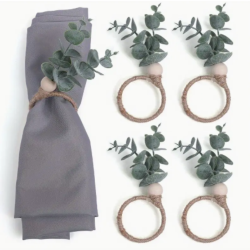 Rustik Servietring med Grnne Blade