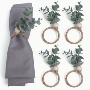 Rustik Servietring med Grnne Blade