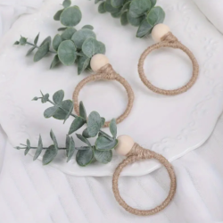 Rustik Servietring med Grnne Blade