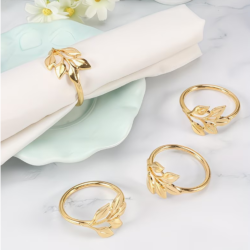 Servietring i Guld med Bladedetaljer