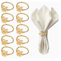 Servietring i Guld med Bladedetaljer