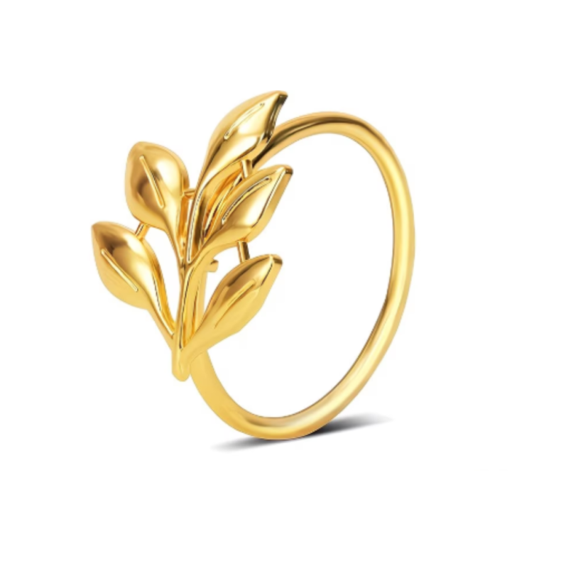 Servietring i Guld med Bladedetaljer