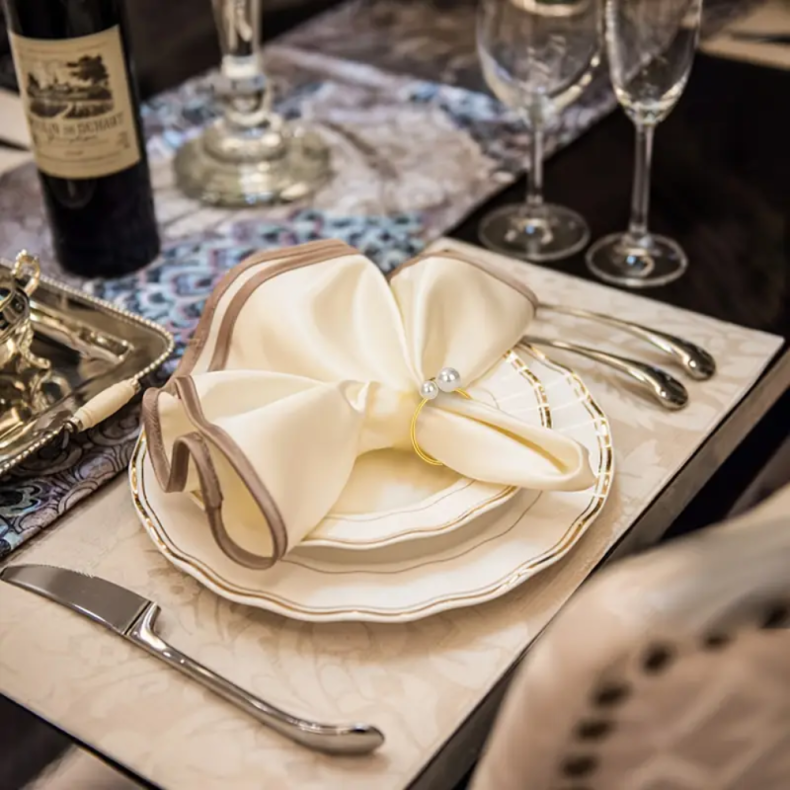 Servietringe Guld med Perler  