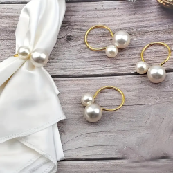 Servietringe Guld med Perler  