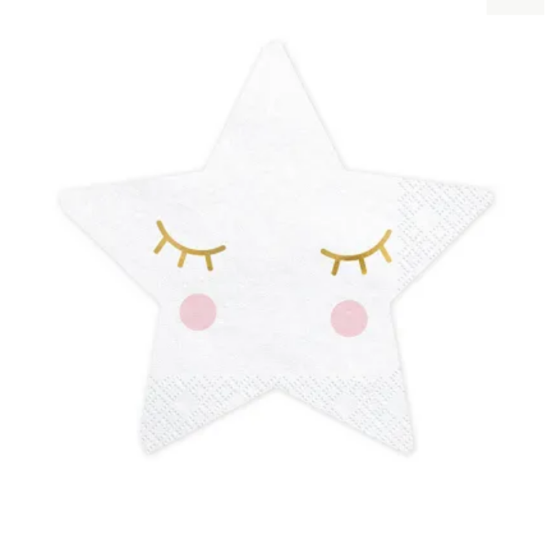Stjerneformede Servietter Hvid 20 Stk