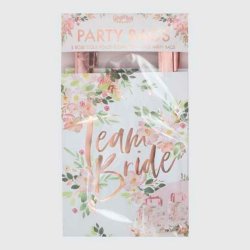 Team Bride Gavepose Rosaguld med Blomstermotiver - Polterabend 5 stk. 