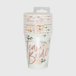 Team Bride Papkrus Rosaguld med blomstermotiver - Polterabend 