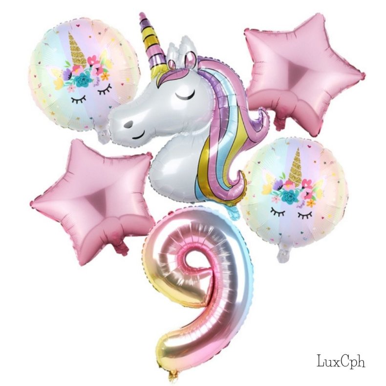 Enhjrning Unicorn Tal Folieballon St / Ballon Buket Med Kmpe Tal Ballon 