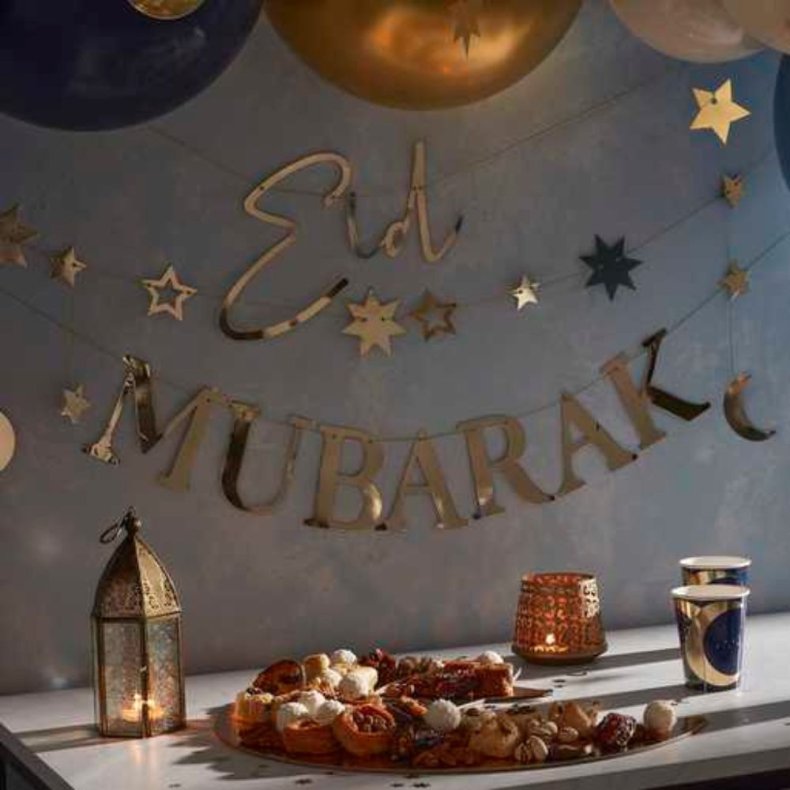 Eid Mubarak Ramadan Guirlande Guld 