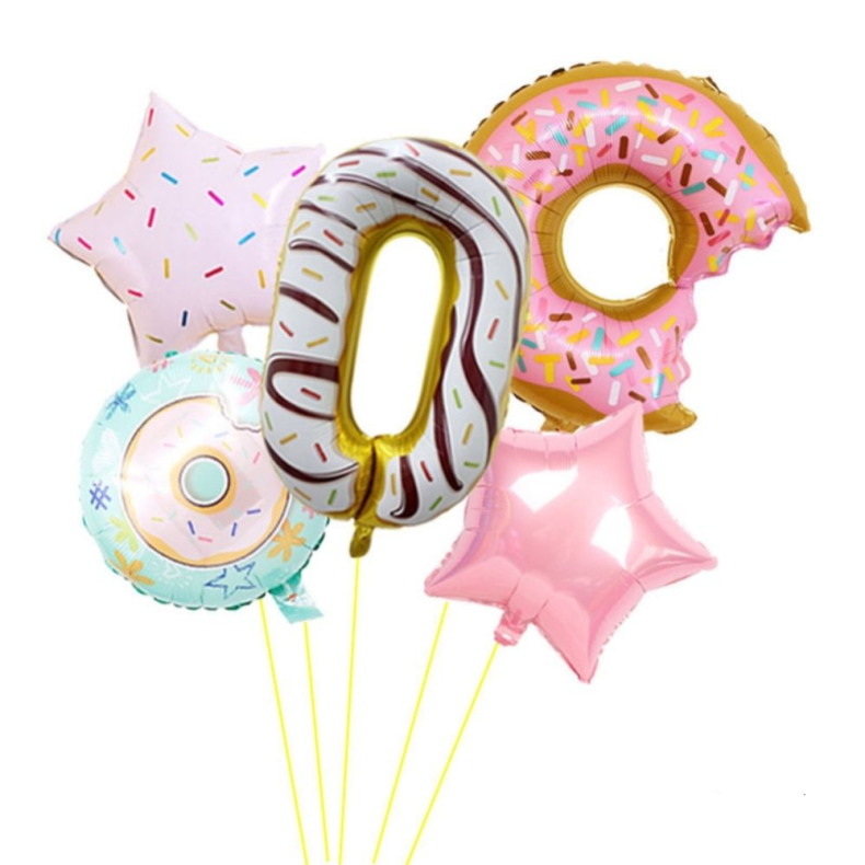 Donut Tal Folieballon S�t / Ballon Buket Med K�mpe Tal Ballon